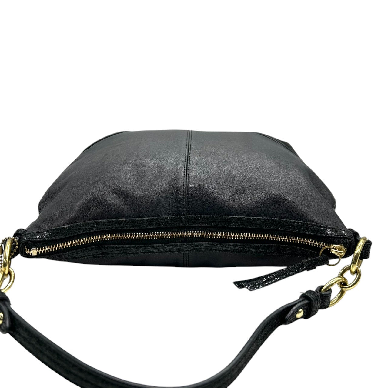 【美品】コーチ COACH ショルダーバッグ ワンショルダー ホーボー 2WAY 斜め掛け可 F21967 レザー 本革 ブラック 黒 ゴールド金具 レディース 通勤 通学 シンプル エレガント s74