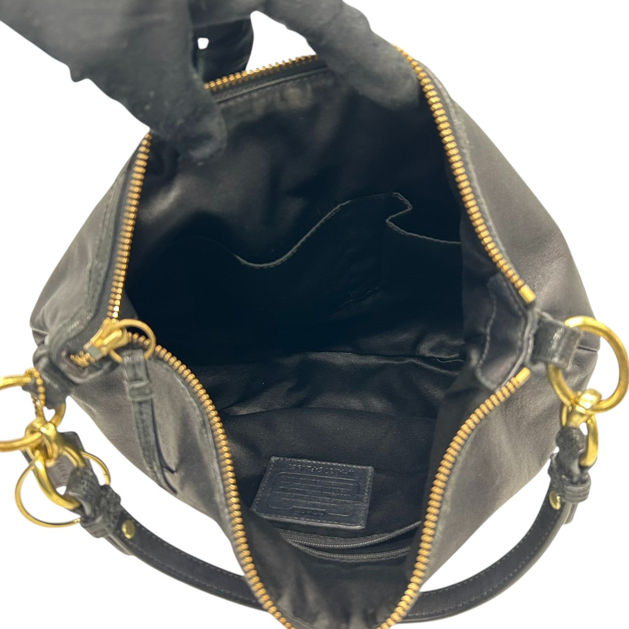 【美品】コーチ COACH ショルダーバッグ ワンショルダー ホーボー 2WAY 斜め掛け可 F21967 レザー 本革 ブラック 黒 ゴールド金具 レディース 通勤 通学 シンプル エレガント s74