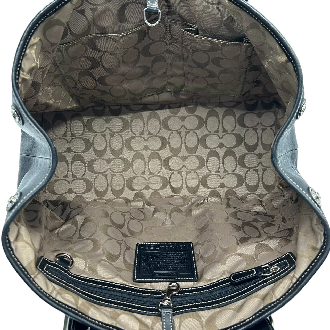 【未使用級/美品】コーチ COACH トートバッグ ハンドバッグ レザー 本革 ブラック 黒 7582 シルバー金具 ステッチ 大容量 A4収納可 ビジネス カジュアル 通勤 通学 レディース メンズ ユニセックス s74