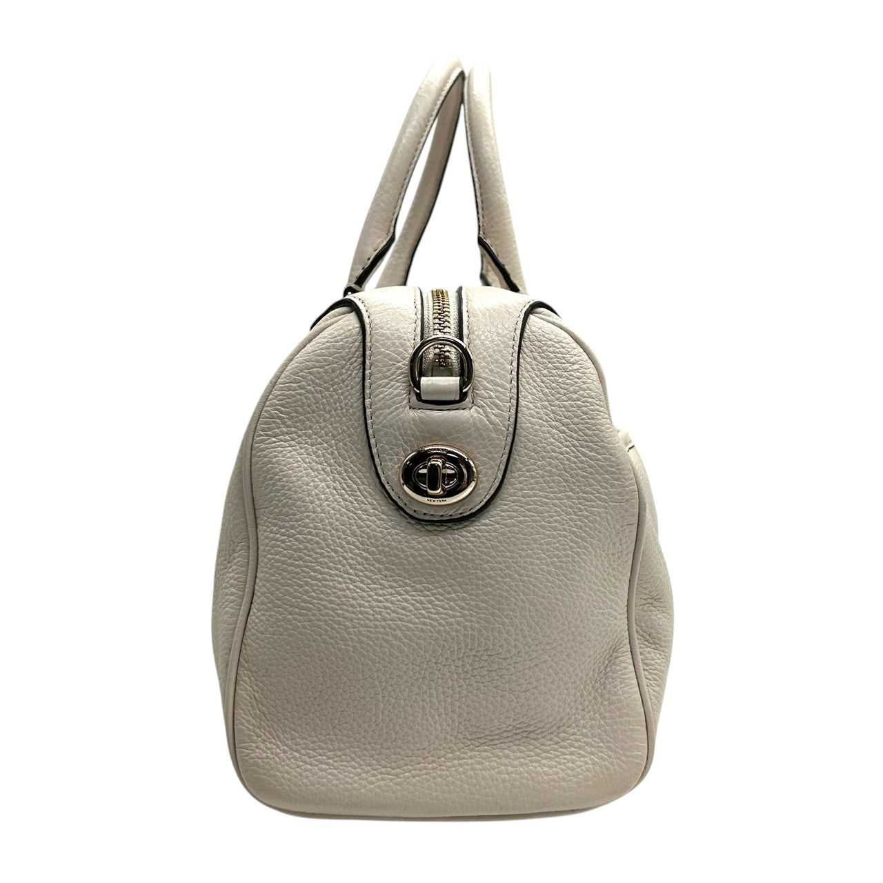 【美品】コーチ COACH ベネット ミニサッチェル 2WAY ハンドバッグ ショルダーバッグ 斜め掛け可 ミニボストン ペブルレザー 本革 オフホワイト 白 F36672 レディース エレガント フェミニン s12