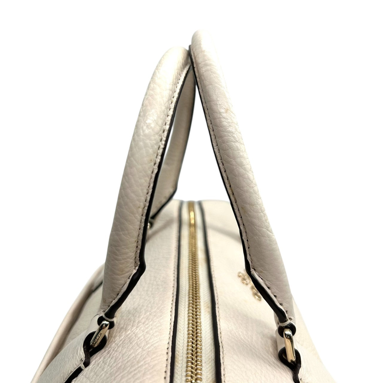 【美品】コーチ COACH ベネット ミニサッチェル 2WAY ハンドバッグ ショルダーバッグ 斜め掛け可 ミニボストン ペブルレザー 本革 オフホワイト 白 F36672 レディース エレガント フェミニン s12