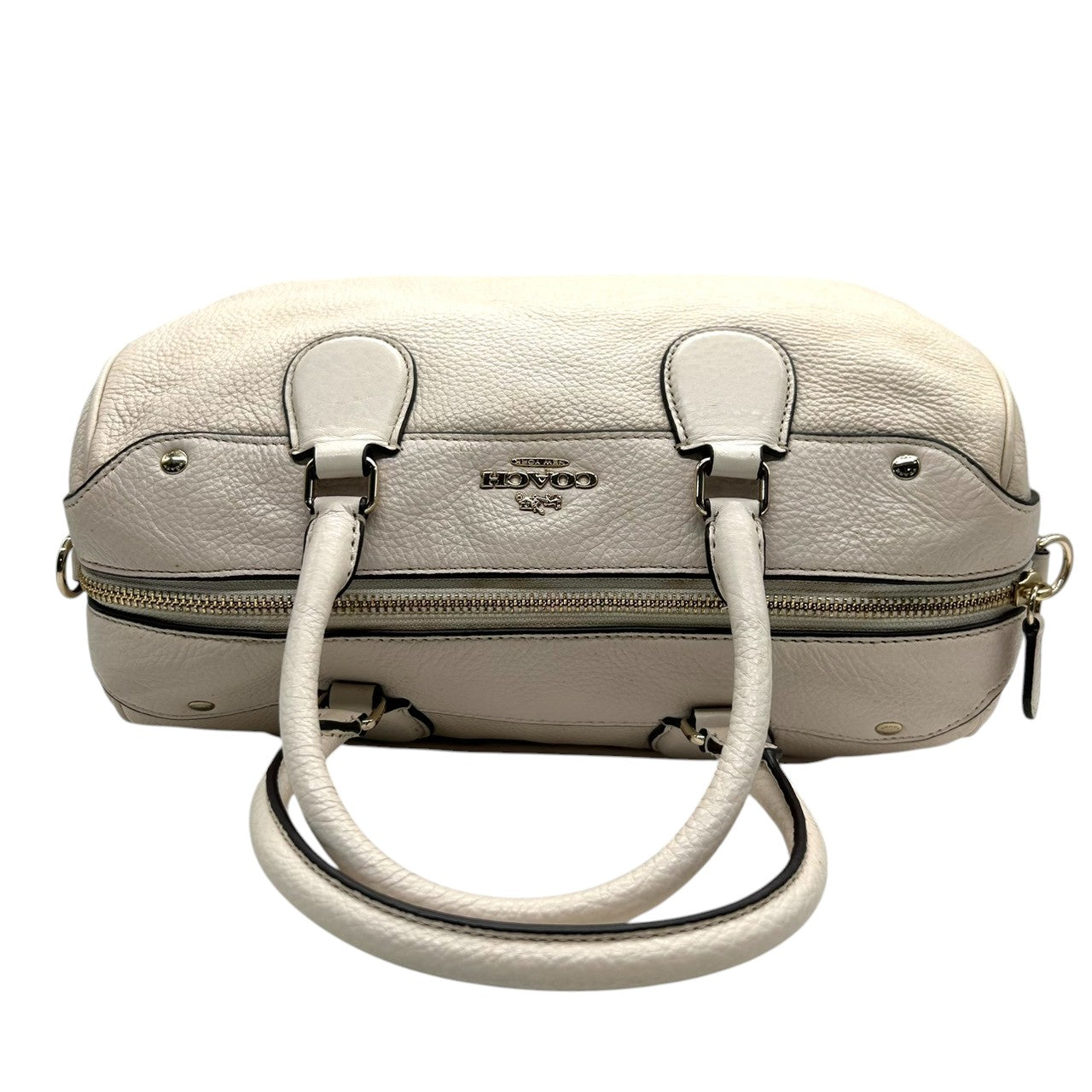 【美品】コーチ COACH ベネット ミニサッチェル 2WAY ハンドバッグ ショルダーバッグ 斜め掛け可 ミニボストン ペブルレザー 本革 オフホワイト 白 F36672 レディース エレガント フェミニン s12