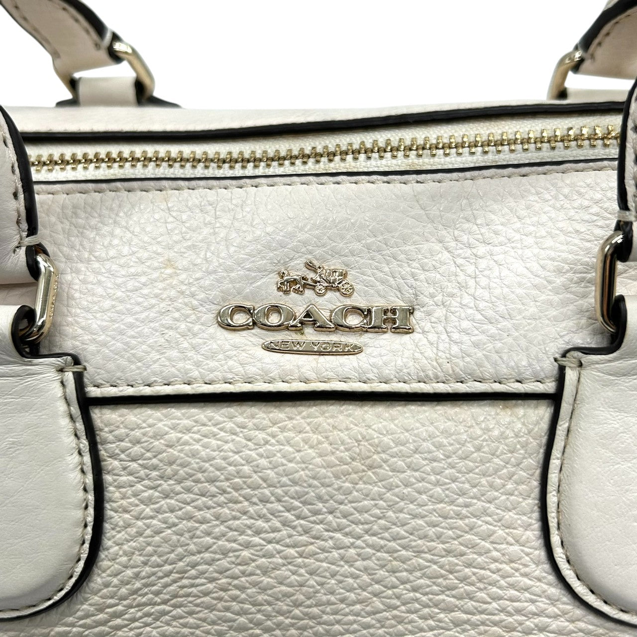 【美品】コーチ COACH ベネット ミニサッチェル 2WAY ハンドバッグ ショルダーバッグ 斜め掛け可 ミニボストン ペブルレザー 本革 オフホワイト 白 F36672 レディース エレガント フェミニン s12