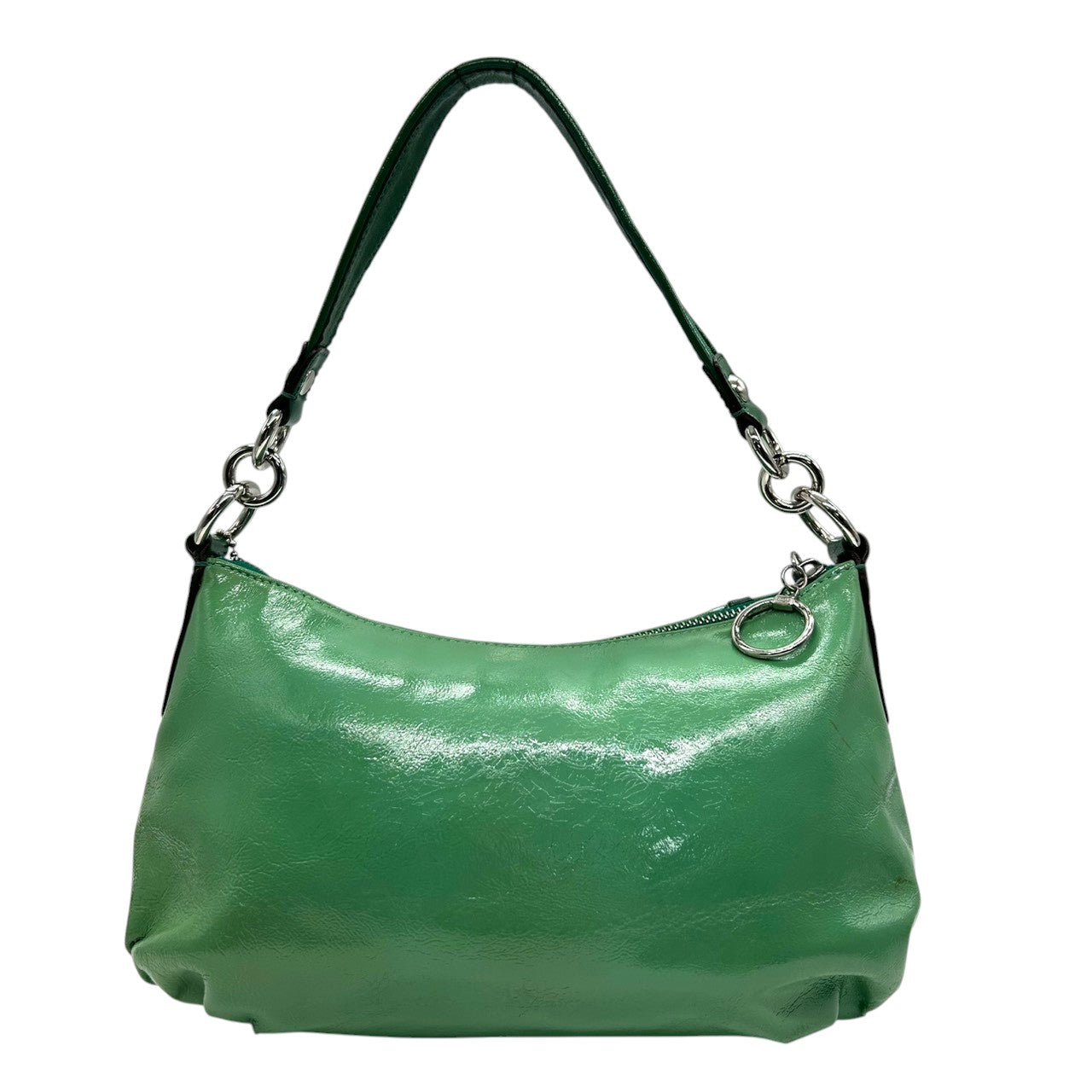 コーチ COACH ポピー パテントレザー 2WAY ショルダーバッグ ワンショルダー ハンドバッグ 13852 エナメル グリーン ラメ チャーム付き 斜め掛け可 レディース ポップ 個性的 s12