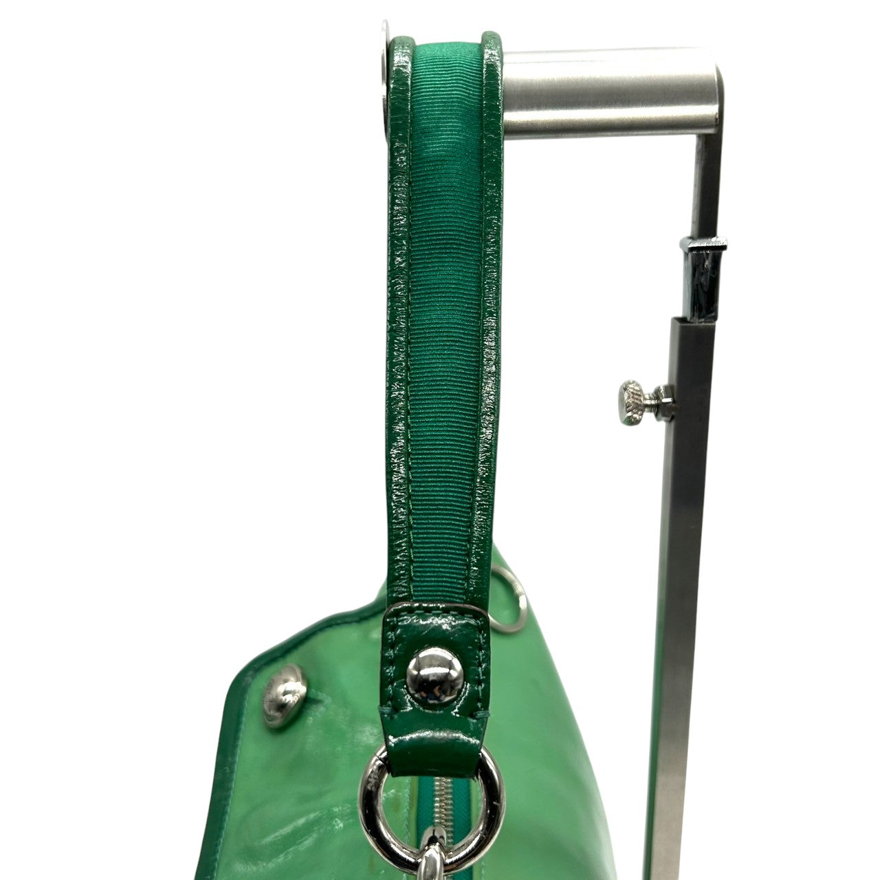 コーチ COACH ポピー パテントレザー 2WAY ショルダーバッグ ワンショルダー ハンドバッグ 13852 エナメル グリーン ラメ チャーム付き 斜め掛け可 レディース ポップ 個性的 s12