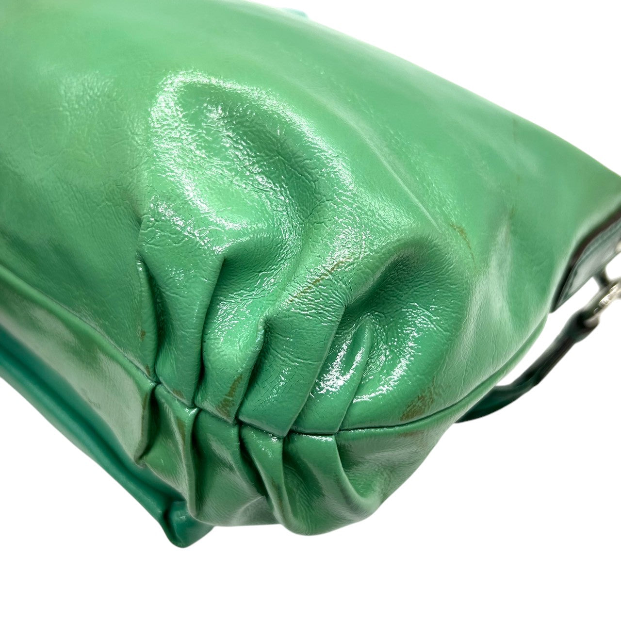 コーチ COACH ポピー パテントレザー 2WAY ショルダーバッグ ワンショルダー ハンドバッグ 13852 エナメル グリーン ラメ チャーム付き 斜め掛け可 レディース ポップ 個性的 s12