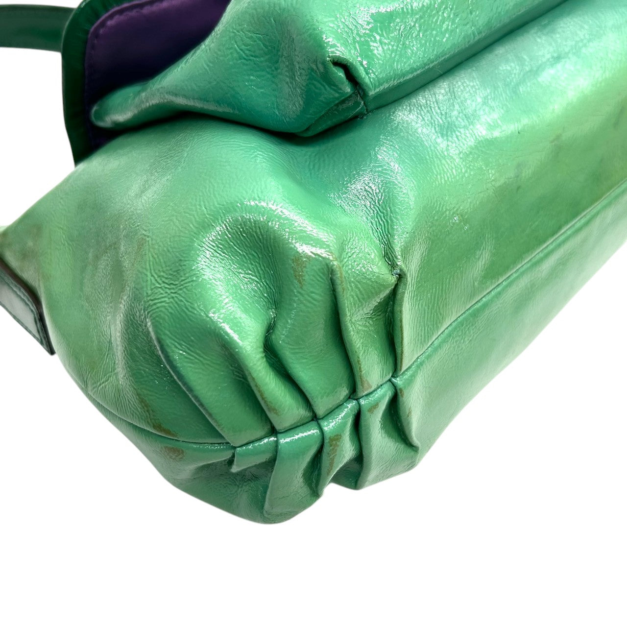 コーチ COACH ポピー パテントレザー 2WAY ショルダーバッグ ワンショルダー ハンドバッグ 13852 エナメル グリーン ラメ チャーム付き 斜め掛け可 レディース ポップ 個性的 s12