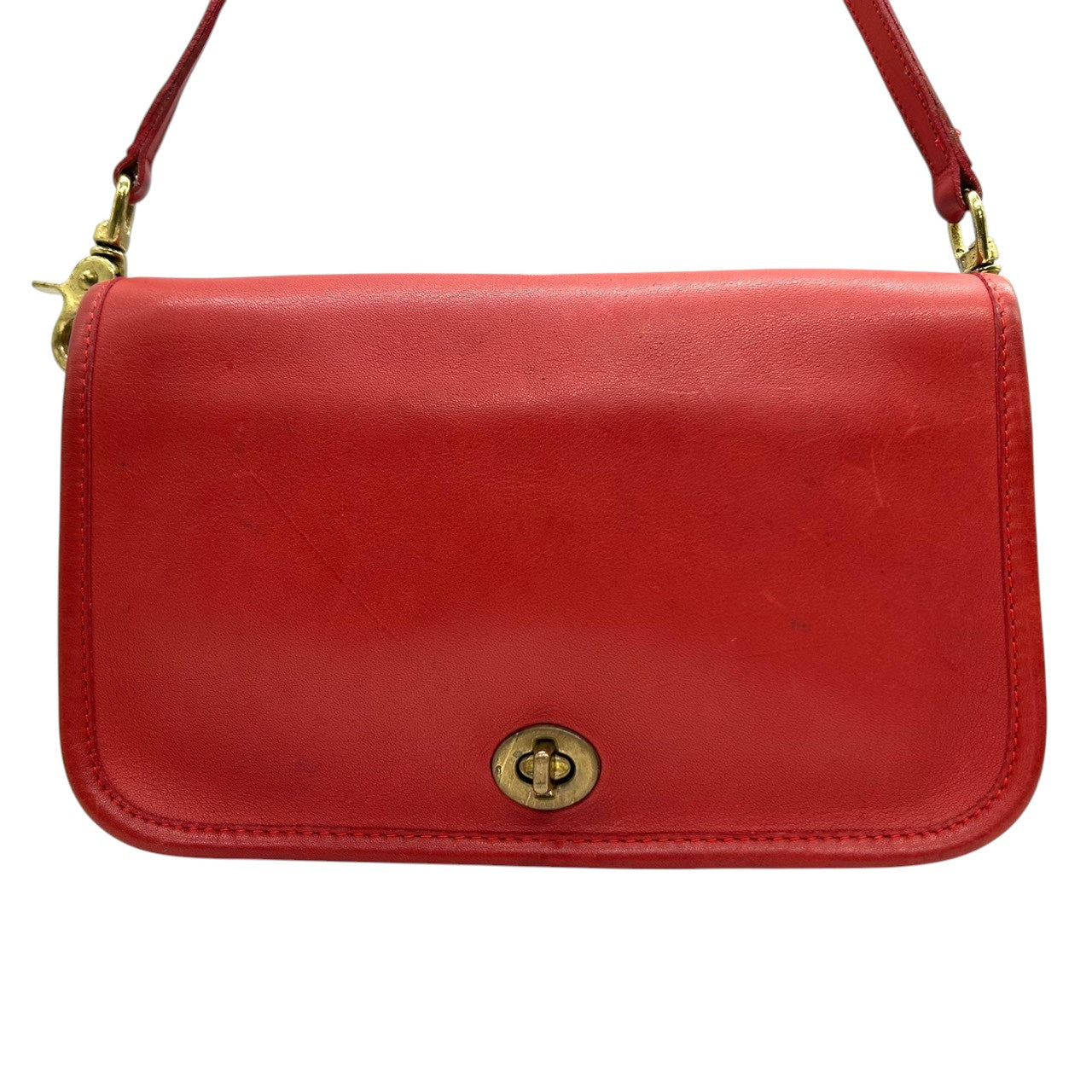 美品 希少 オールドコーチ OLD COACH 6866 USA製 ショルダーバッグ ポシェット クラッチバッグ 2WAY 斜め掛け可 グラブタンレザー 本革 レッド 赤 ターンロック ビンテージ クラシック レトロ レディース 鞄 s12