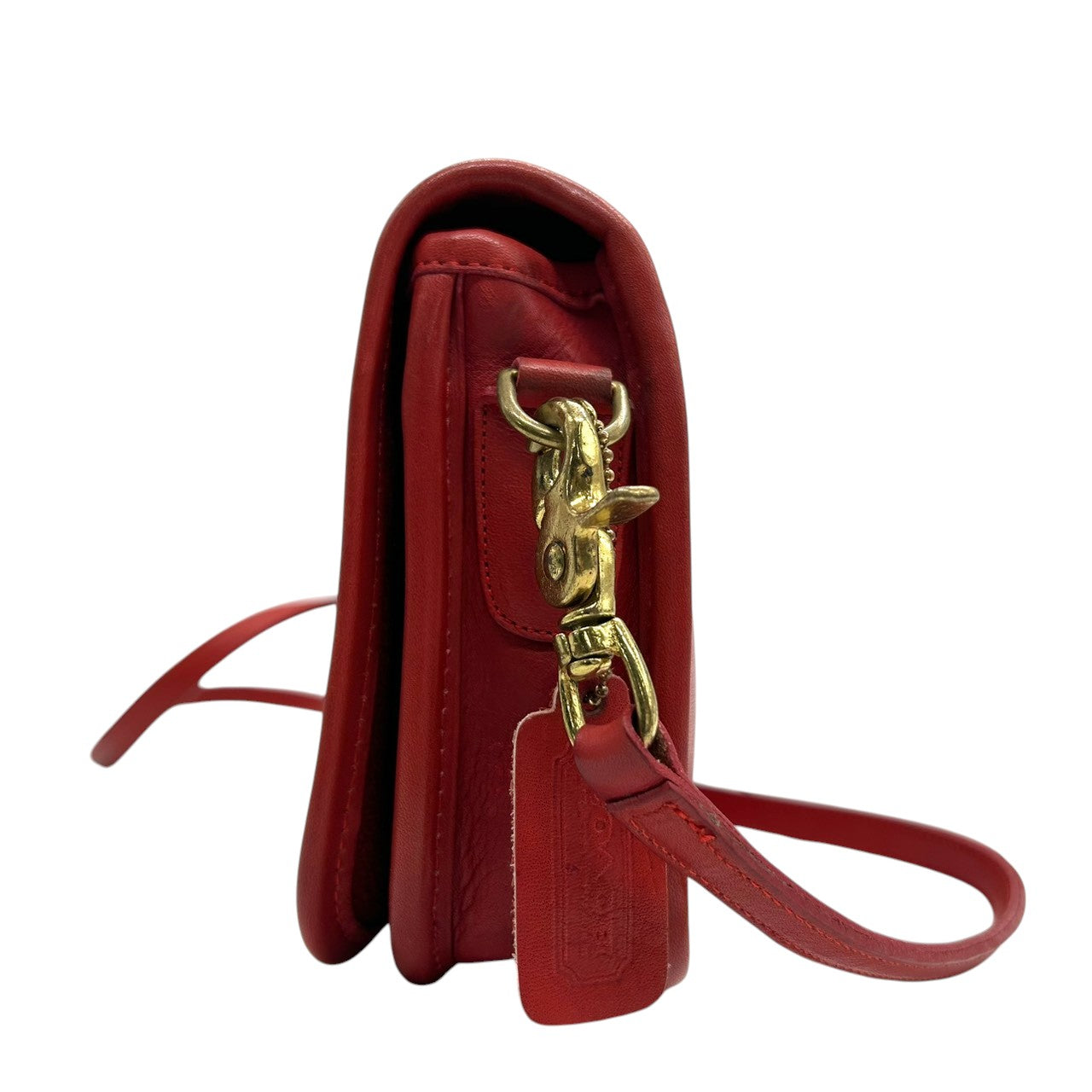 美品 希少 オールドコーチ OLD COACH 6866 USA製 ショルダーバッグ ポシェット クラッチバッグ 2WAY 斜め掛け可 グラブタンレザー 本革 レッド 赤 ターンロック ビンテージ クラシック レトロ レディース 鞄 s12