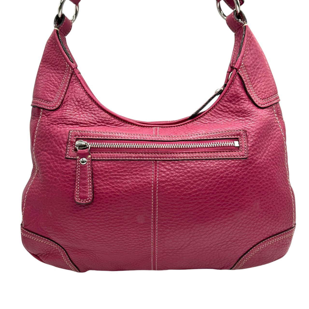 美品 コーチ COACH パーカー レザー ホーボー F13956 ショルダーバッグ ワンショルダー 本革 ピンク パープル フューシャ ターンロック シルバー金具 ステッチ レディース 肩掛け 鞄 カバン 鮮やか 差し色 アクセントカラー お出かけ s22