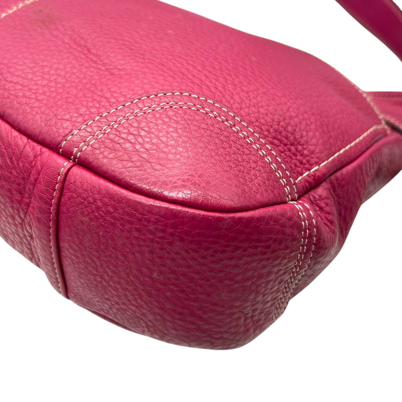 美品 コーチ COACH パーカー レザー ホーボー F13956 ショルダーバッグ ワンショルダー 本革 ピンク パープル フューシャ ターンロック シルバー金具 ステッチ レディース 肩掛け 鞄 カバン 鮮やか 差し色 アクセントカラー お出かけ s22