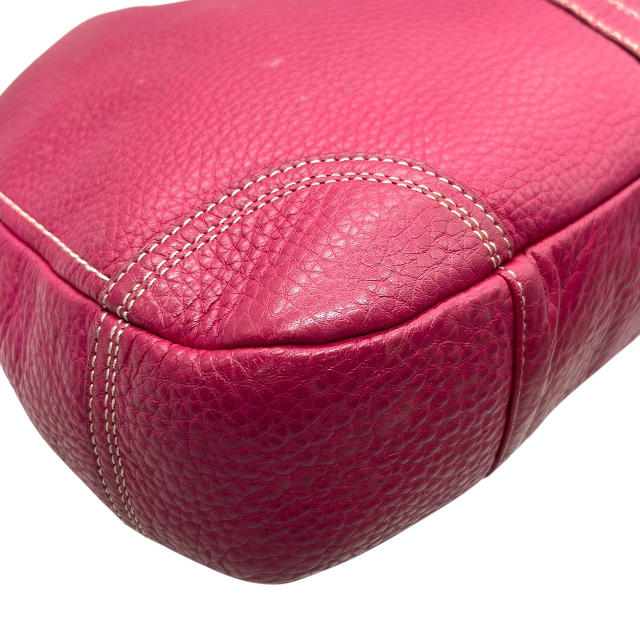 美品 コーチ COACH パーカー レザー ホーボー F13956 ショルダーバッグ ワンショルダー 本革 ピンク パープル フューシャ ターンロック シルバー金具 ステッチ レディース 肩掛け 鞄 カバン 鮮やか 差し色 アクセントカラー お出かけ s22