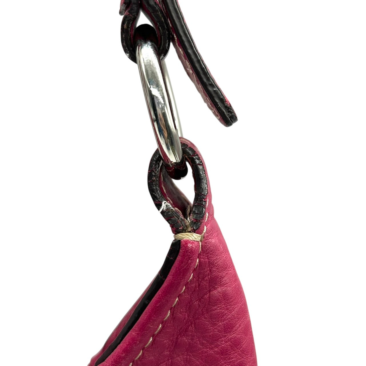 美品 コーチ COACH パーカー レザー ホーボー F13956 ショルダーバッグ ワンショルダー 本革 ピンク パープル フューシャ ターンロック シルバー金具 ステッチ レディース 肩掛け 鞄 カバン 鮮やか 差し色 アクセントカラー お出かけ s22