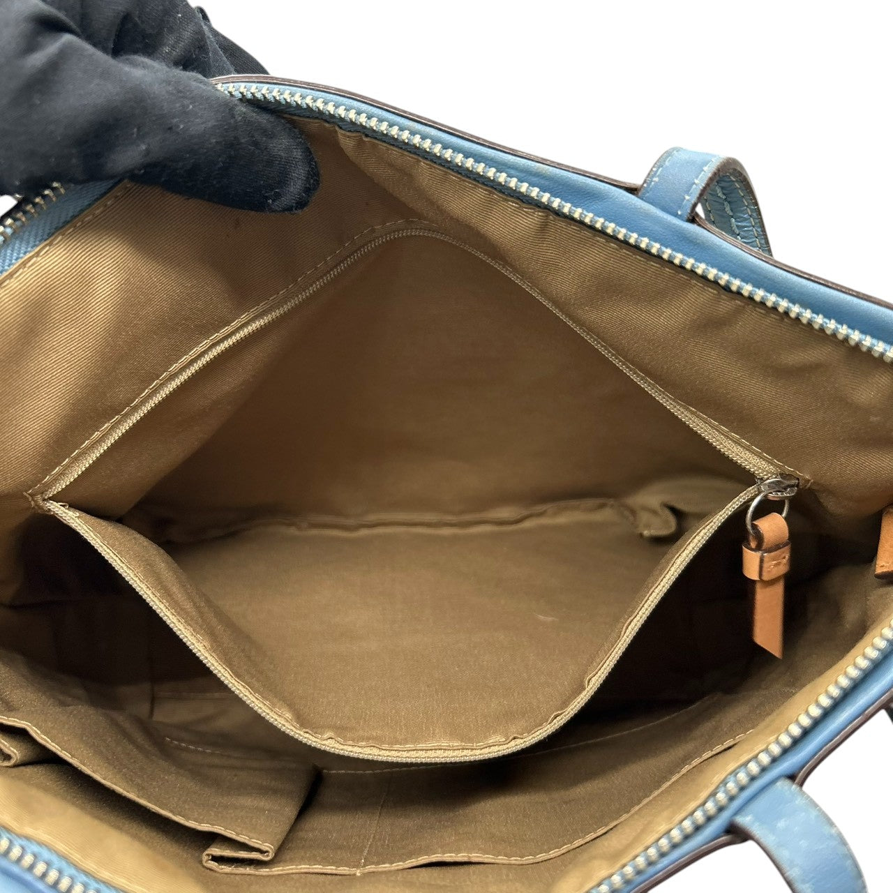 美品 コーチ COACH ヘリテージ ストライプ F14443 トートバッグ ショルダーバッグ 肩掛け キャンバス レザー シグネチャー 水色 ライトブルー 白 ホワイト A4収納可 レディース チャーム付 爽やか 通勤 通学 鞄 カバン s22