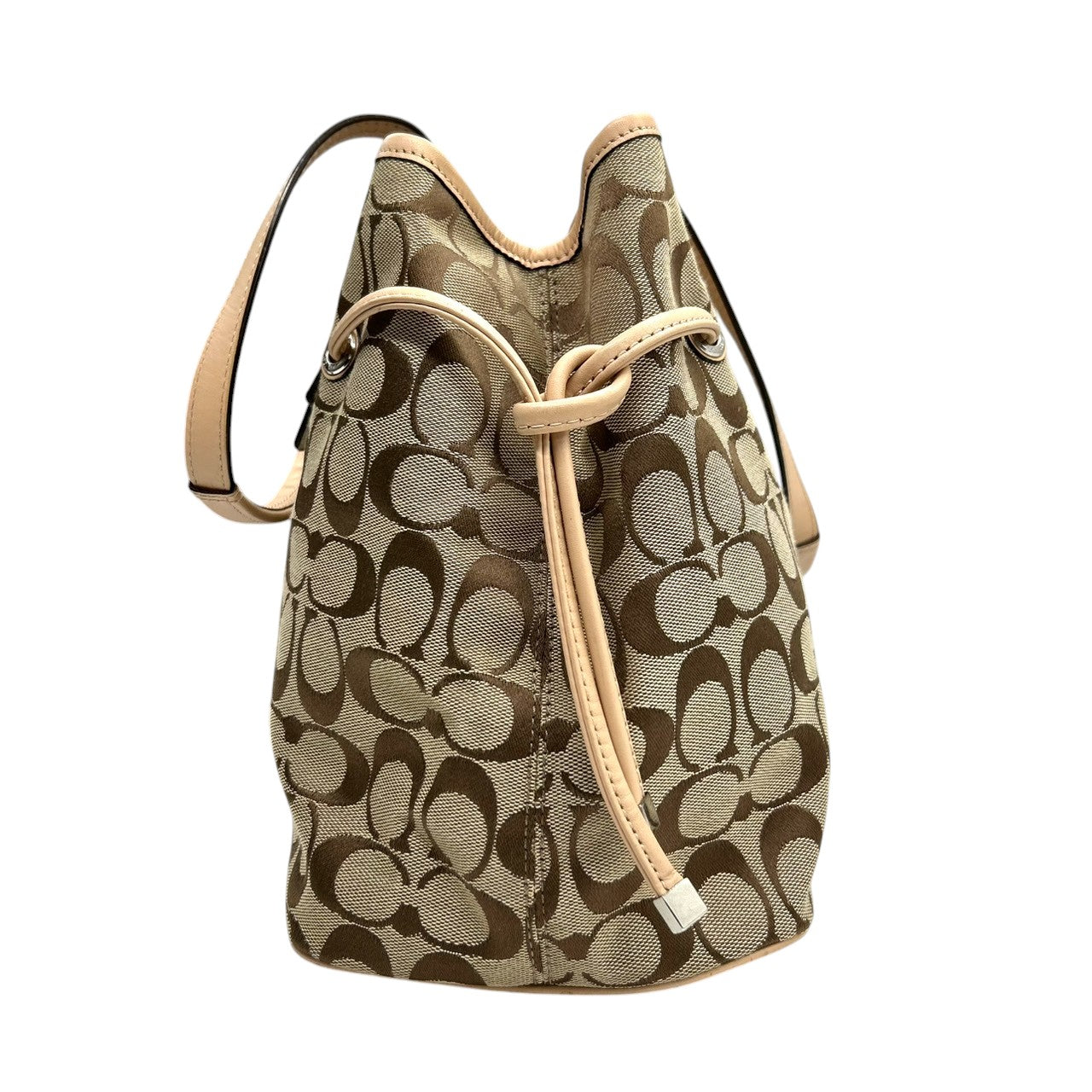 コーチ COACH シグネチャー ストライプ キャリーオール F27363 トートバッグ ショルダーバッグ 肩掛け キャンバス レザー ベージュ カーキ アイボリー 3室構造 A4収納可 レディース 鞄 カバン s18