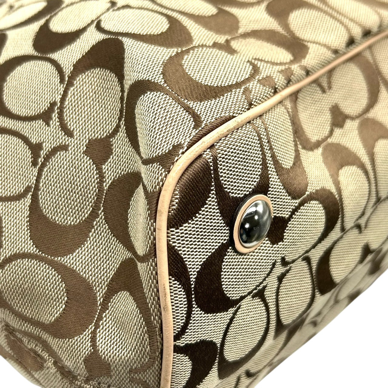 コーチ COACH シグネチャー ストライプ キャリーオール F27363 トートバッグ ショルダーバッグ 肩掛け キャンバス レザー ベージュ カーキ アイボリー 3室構造 A4収納可 レディース 鞄 カバン s18