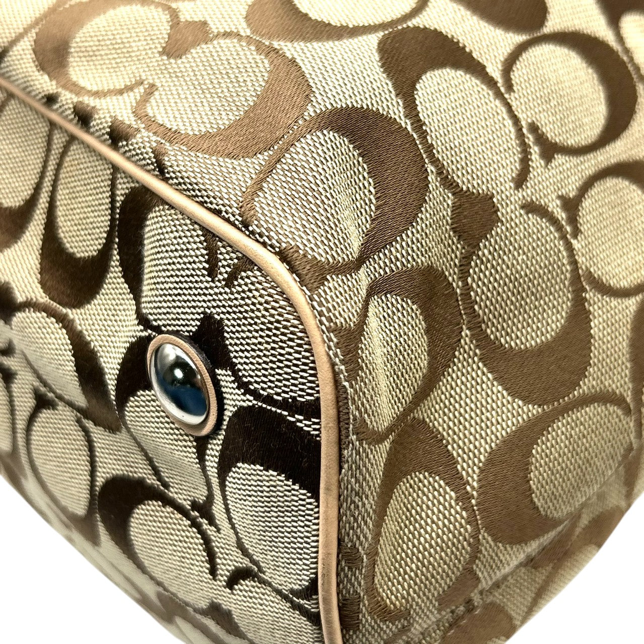 コーチ COACH シグネチャー ストライプ キャリーオール F27363 トートバッグ ショルダーバッグ 肩掛け キャンバス レザー ベージュ カーキ アイボリー 3室構造 A4収納可 レディース 鞄 カバン s18