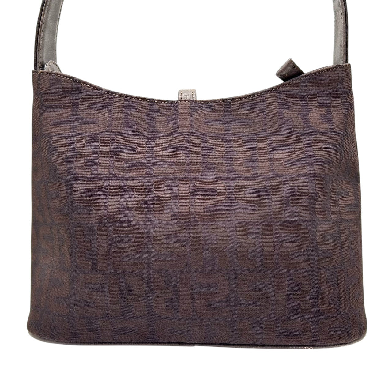 美品 ソニアリキエル SONIA RYKIEL ハンドバッグ ショルダーバッグ ワンショルダー ナイロン ジャガード ロゴ総柄 SR金具 ブラウン こげ茶 ダークブラウン 軽量 コンパクト レディース 鞄 カバン 肩掛け 上品 エレガント s56