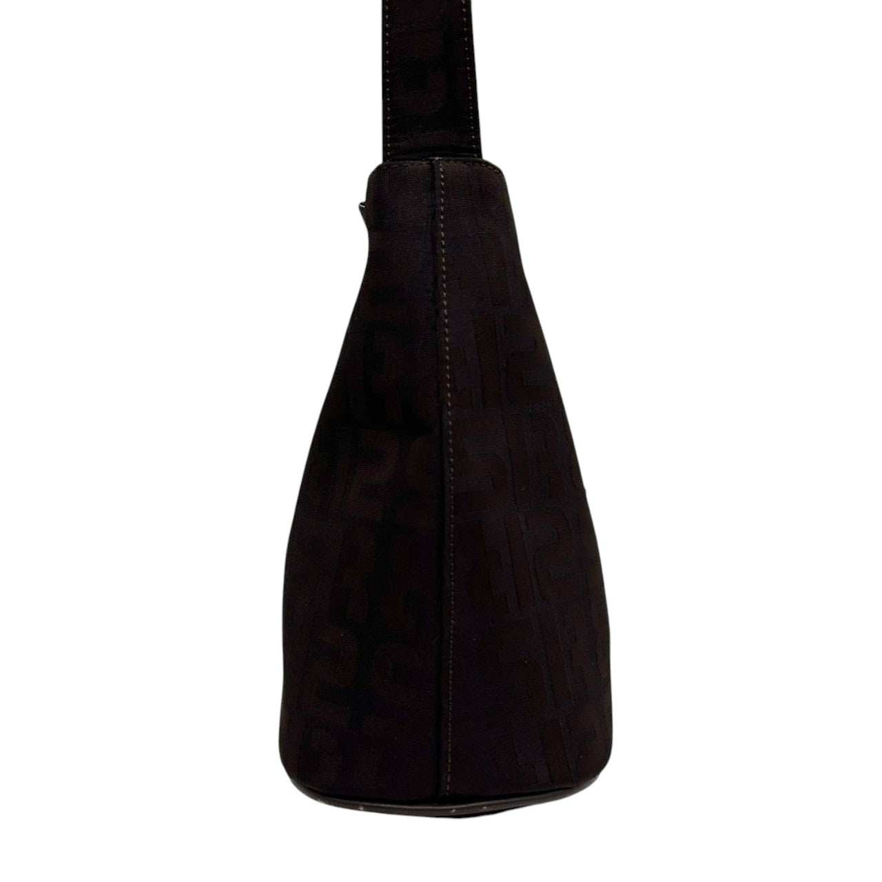 美品 ソニアリキエル SONIA RYKIEL ハンドバッグ ショルダーバッグ ワンショルダー ナイロン ジャガード ロゴ総柄 SR金具 ブラウン こげ茶 ダークブラウン 軽量 コンパクト レディース 鞄 カバン 肩掛け 上品 エレガント s56