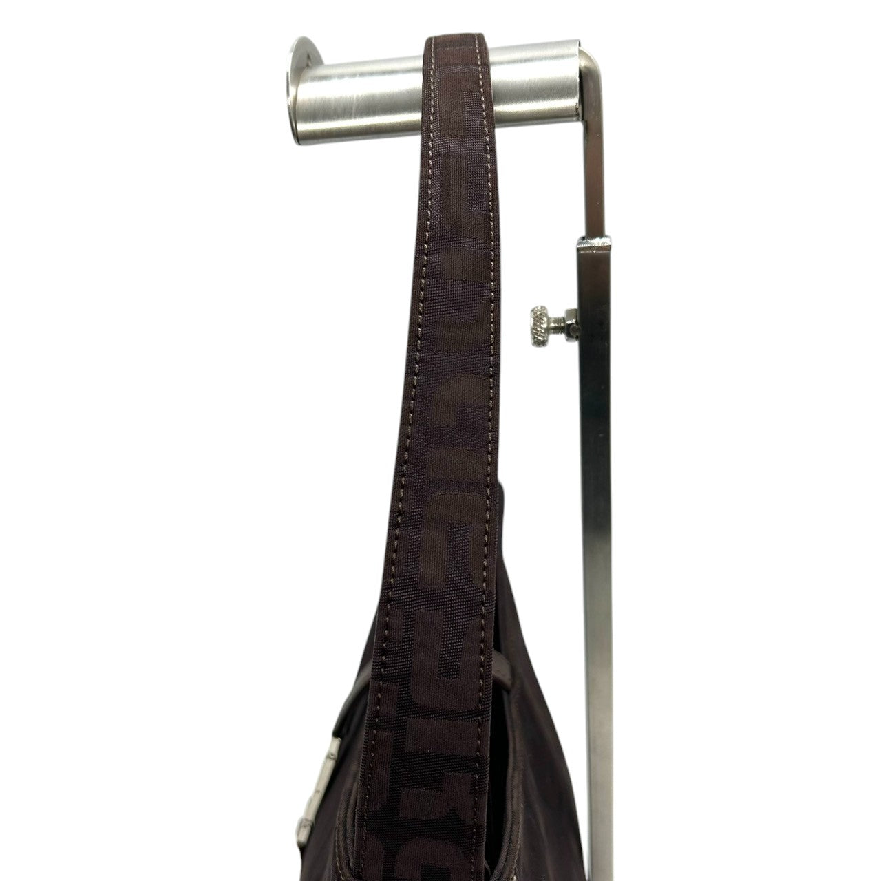 美品 ソニアリキエル SONIA RYKIEL ハンドバッグ ショルダーバッグ ワンショルダー ナイロン ジャガード ロゴ総柄 SR金具 ブラウン こげ茶 ダークブラウン 軽量 コンパクト レディース 鞄 カバン 肩掛け 上品 エレガント s56