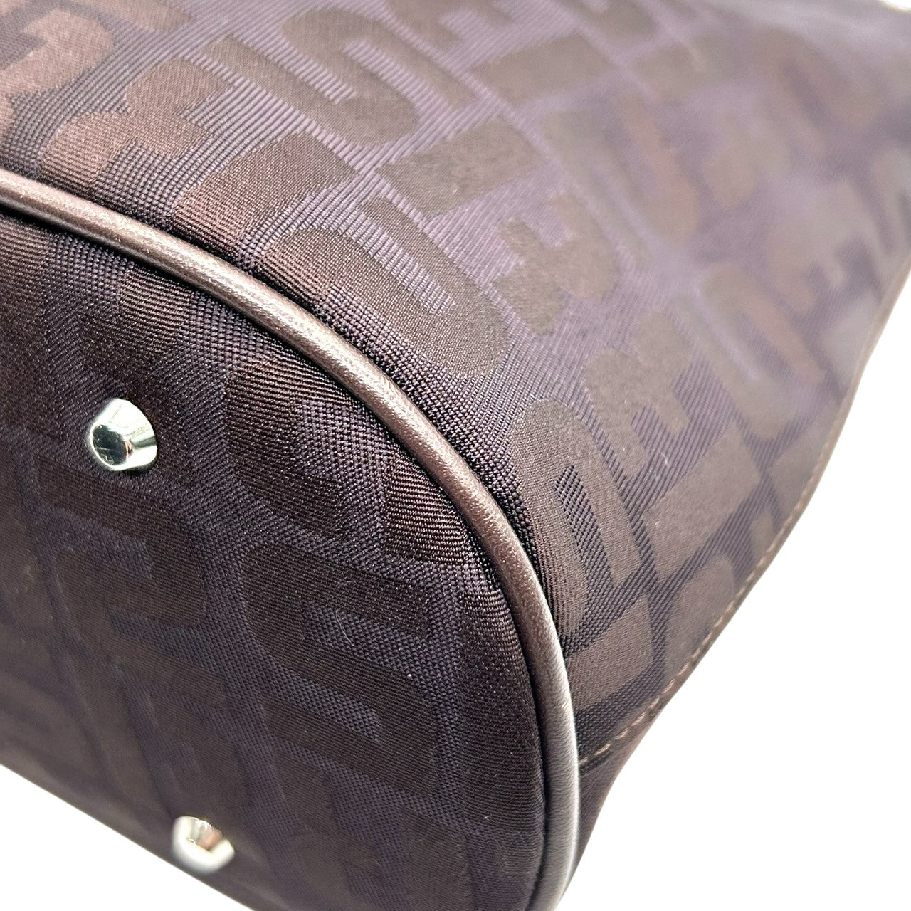 美品 ソニアリキエル SONIA RYKIEL ハンドバッグ ショルダーバッグ ワンショルダー ナイロン ジャガード ロゴ総柄 SR金具 ブラウン こげ茶 ダークブラウン 軽量 コンパクト レディース 鞄 カバン 肩掛け 上品 エレガント s56