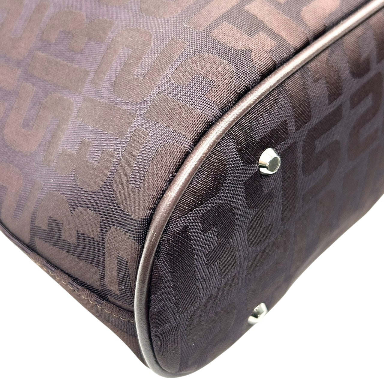 美品 ソニアリキエル SONIA RYKIEL ハンドバッグ ショルダーバッグ ワンショルダー ナイロン ジャガード ロゴ総柄 SR金具 ブラウン こげ茶 ダークブラウン 軽量 コンパクト レディース 鞄 カバン 肩掛け 上品 エレガント s56