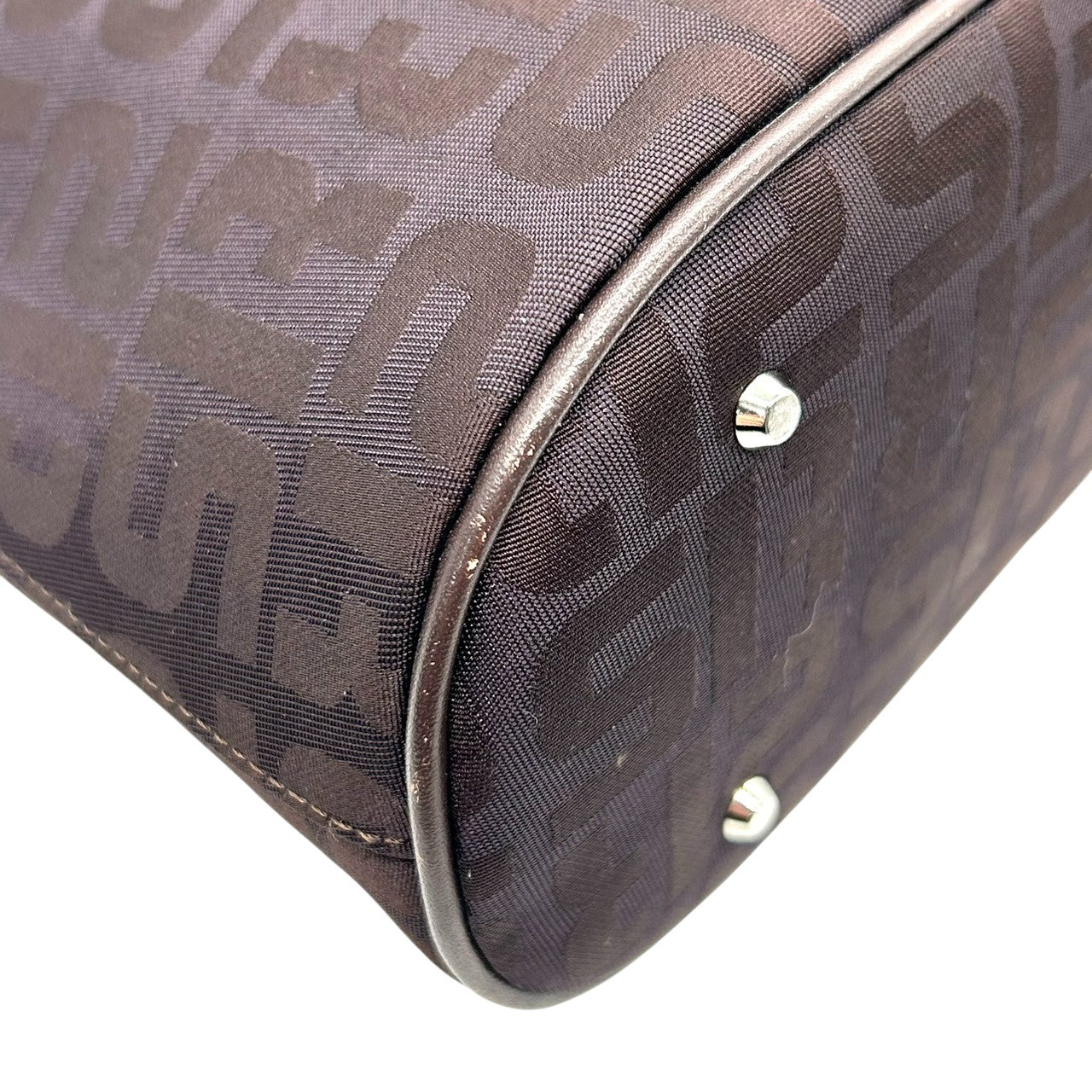 美品 ソニアリキエル SONIA RYKIEL ハンドバッグ ショルダーバッグ ワンショルダー ナイロン ジャガード ロゴ総柄 SR金具 ブラウン こげ茶 ダークブラウン 軽量 コンパクト レディース 鞄 カバン 肩掛け 上品 エレガント s56