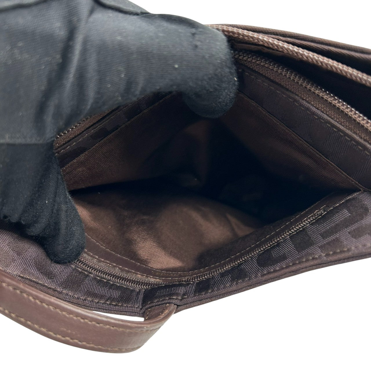 美品 ソニアリキエル SONIA RYKIEL ハンドバッグ ショルダーバッグ ワンショルダー ナイロン ジャガード ロゴ総柄 SR金具 ブラウン こげ茶 ダークブラウン 軽量 コンパクト レディース 鞄 カバン 肩掛け 上品 エレガント s56