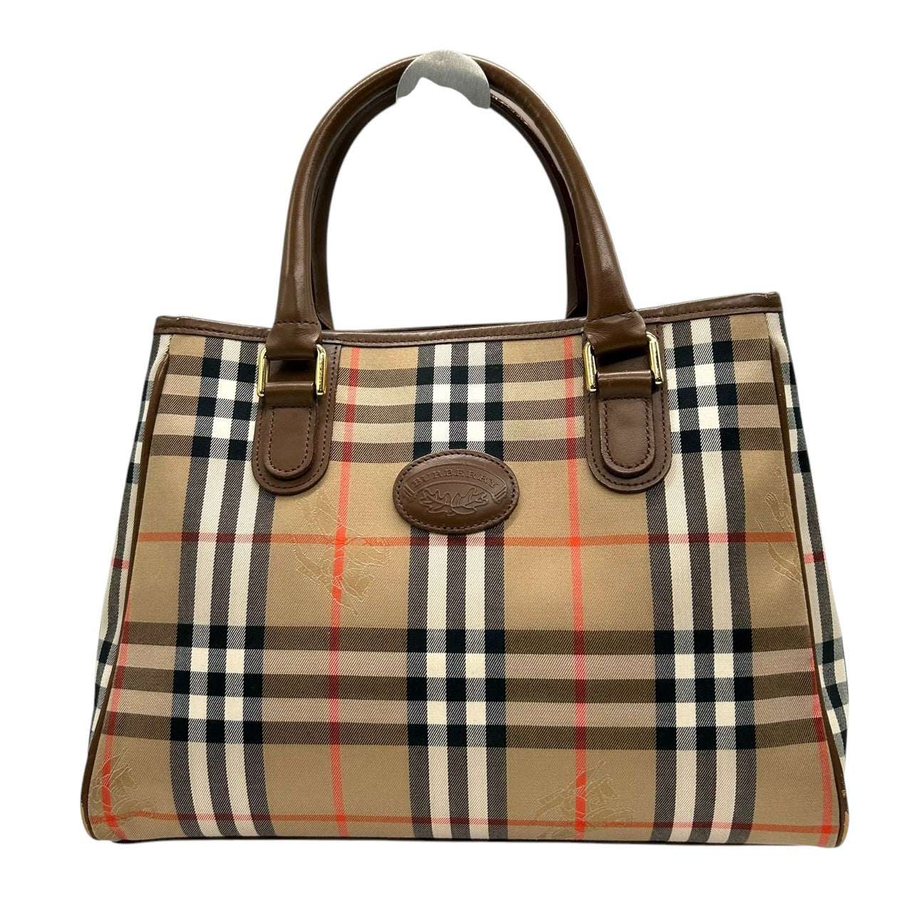 美品 バーバリー BURBERRY ノバチェック シャドーホース トートバッグ ハンドバッグ ナイロン レザー 本革 ベージュ 茶 ブラウン ロゴパッチ 自立可 レディース 鞄 カバン 軽量 クラシック エレガント 上品 通勤 通学 お出かけ オールド s56