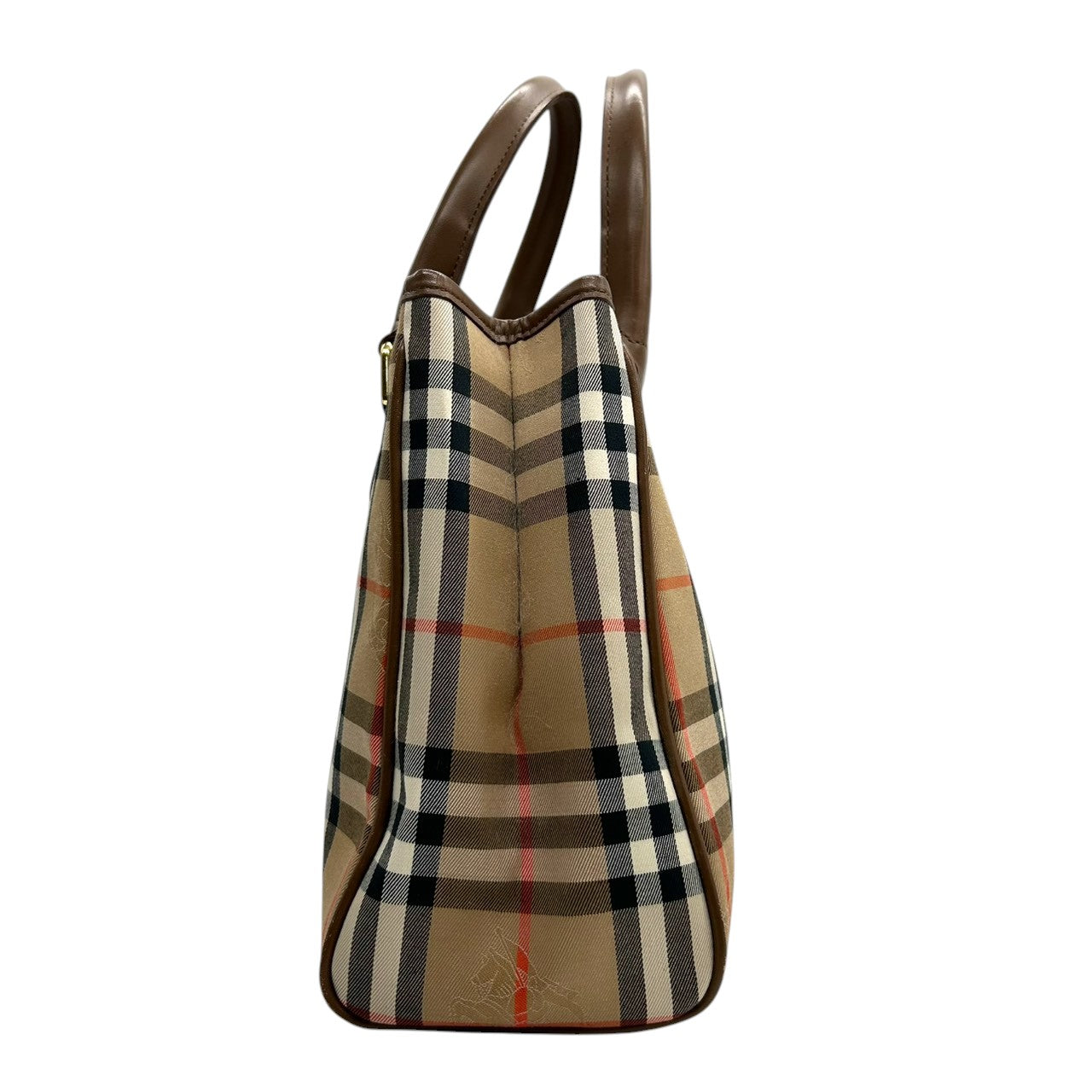 美品 バーバリー BURBERRY ノバチェック シャドーホース トートバッグ ハンドバッグ ナイロン レザー 本革 ベージュ 茶 ブラウン ロゴパッチ 自立可 レディース 鞄 カバン 軽量 クラシック エレガント 上品 通勤 通学 お出かけ オールド s56