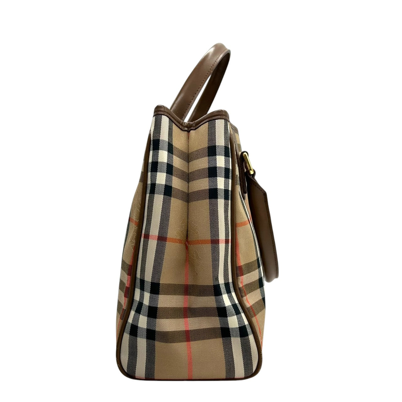 美品 バーバリー BURBERRY ノバチェック シャドーホース トートバッグ ハンドバッグ ナイロン レザー 本革 ベージュ 茶 ブラウン ロゴパッチ 自立可 レディース 鞄 カバン 軽量 クラシック エレガント 上品 通勤 通学 お出かけ オールド s56
