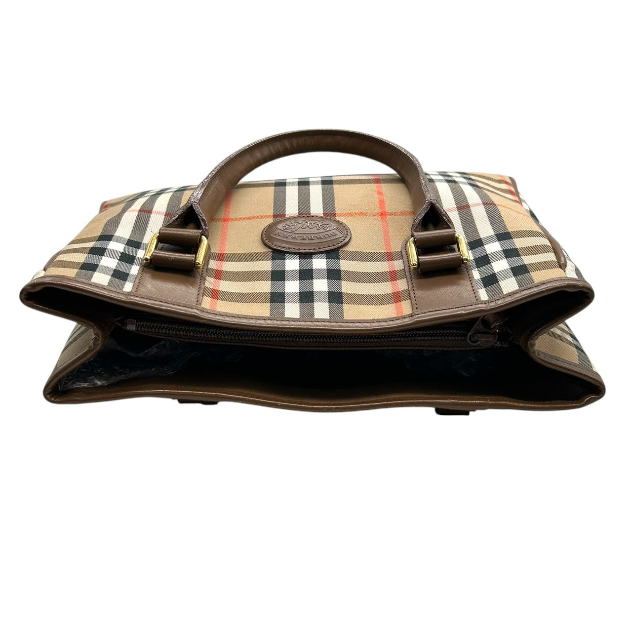 美品 バーバリー BURBERRY ノバチェック シャドーホース トートバッグ ハンドバッグ ナイロン レザー 本革 ベージュ 茶 ブラウン ロゴパッチ 自立可 レディース 鞄 カバン 軽量 クラシック エレガント 上品 通勤 通学 お出かけ オールド s56