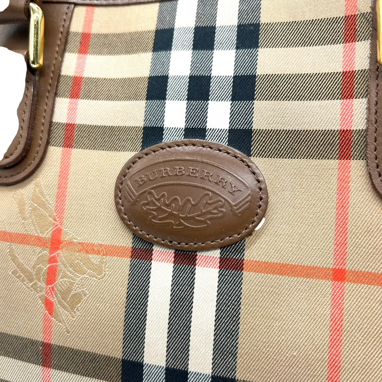 美品 バーバリー BURBERRY ノバチェック シャドーホース トートバッグ ハンドバッグ ナイロン レザー 本革 ベージュ 茶 ブラウン ロゴパッチ 自立可 レディース 鞄 カバン 軽量 クラシック エレガント 上品 通勤 通学 お出かけ オールド s56