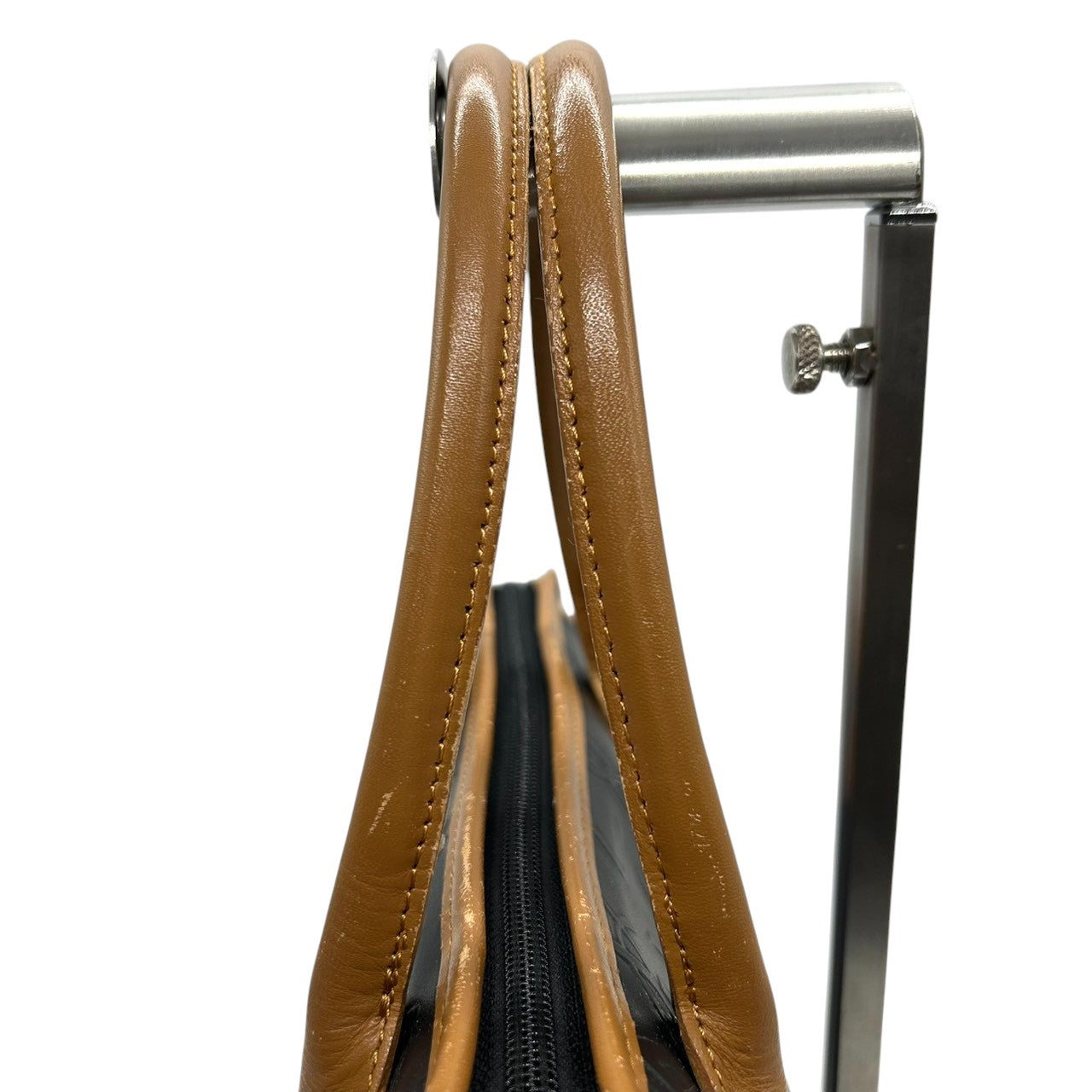 美品 イヴサンローラン Yves Saint Laurent ハンドバッグ ミニボストン YSLロゴ 総柄 型押し レザー 本革 ブラック ブラウン バイカラー カサンドラ レディース ビンテージ レトロ クラシック オールド 鞄 カバン S