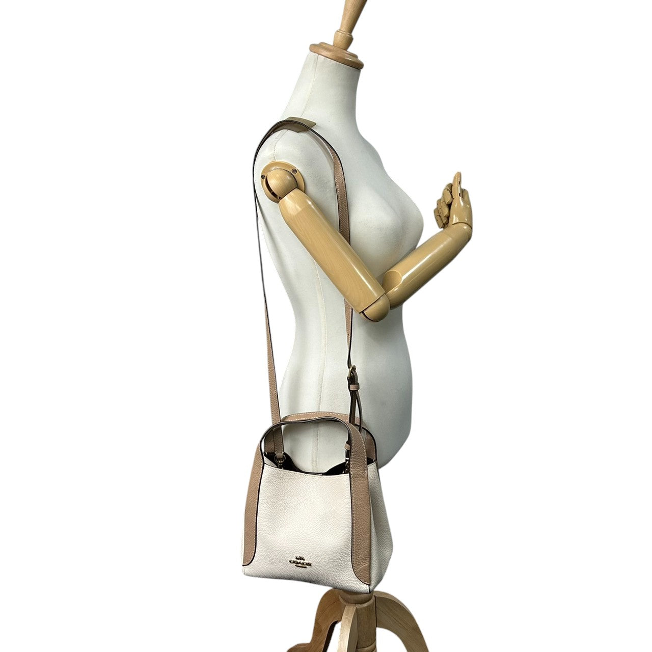 美品 コーチ COACH トループ 88151 トートバッグ ハンドバッグ ショルダーバッグ 2WAY 斜め掛け可 レザー 本革 ホワイト 白 ベージュ バイカラー ゴールド金具 レディース 鞄 カバン ミニバッグ コンパクト s61