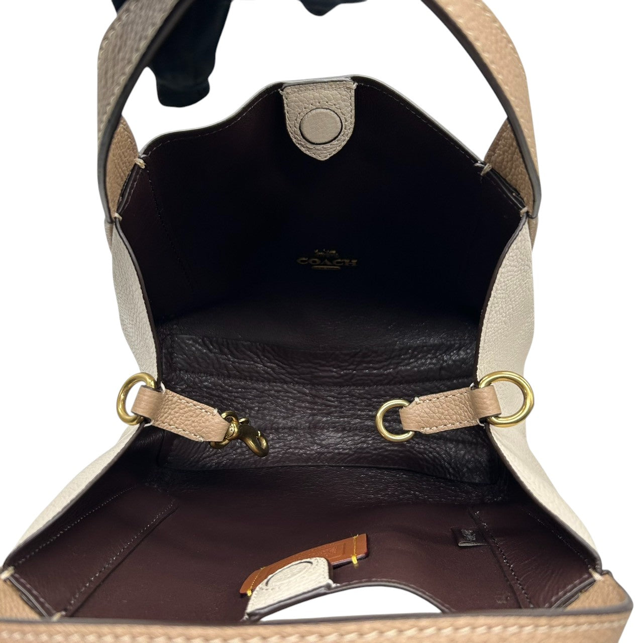 美品 コーチ COACH トループ 88151 トートバッグ ハンドバッグ ショルダーバッグ 2WAY 斜め掛け可 レザー 本革 ホワイト 白 ベージュ バイカラー ゴールド金具 レディース 鞄 カバン ミニバッグ コンパクト s61