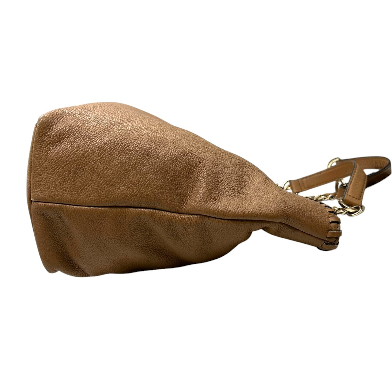 美品 トリーバーチ TORY BURCH マリオン Marion トートバッグ チェーン レザー 本革 シュリンクレザー ベージュ キャメル 編み込み ステッチ A4収納可 ワンショルダー ゴールド金具 ロゴ レディース 通勤 通学 鞄 カバン s61