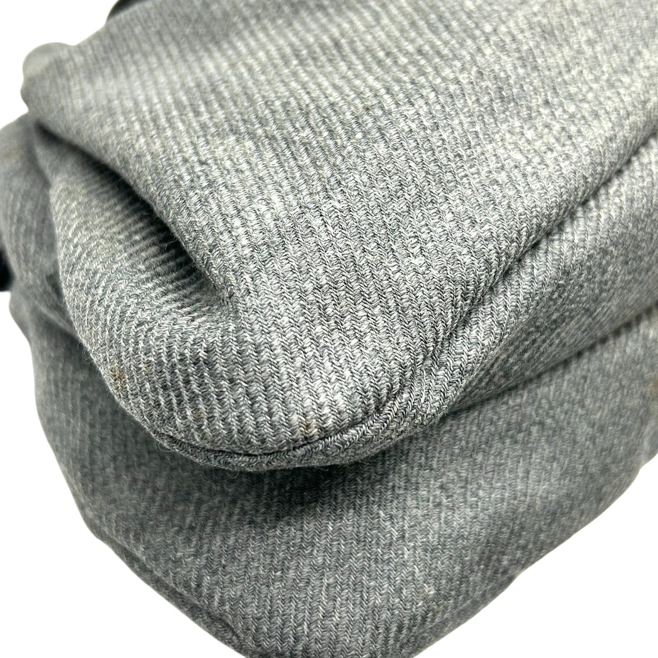 美品 エンポリオアルマーニ EMPORIO ARMANI ショルダーバッグ ハンドバッグ デニム キャンバス レザー 本革 グレー ダークブラウン ロゴチャーム イーグル ギャザー イタリア製 レディース 肩掛け 鞄 カバン カジュアル s88