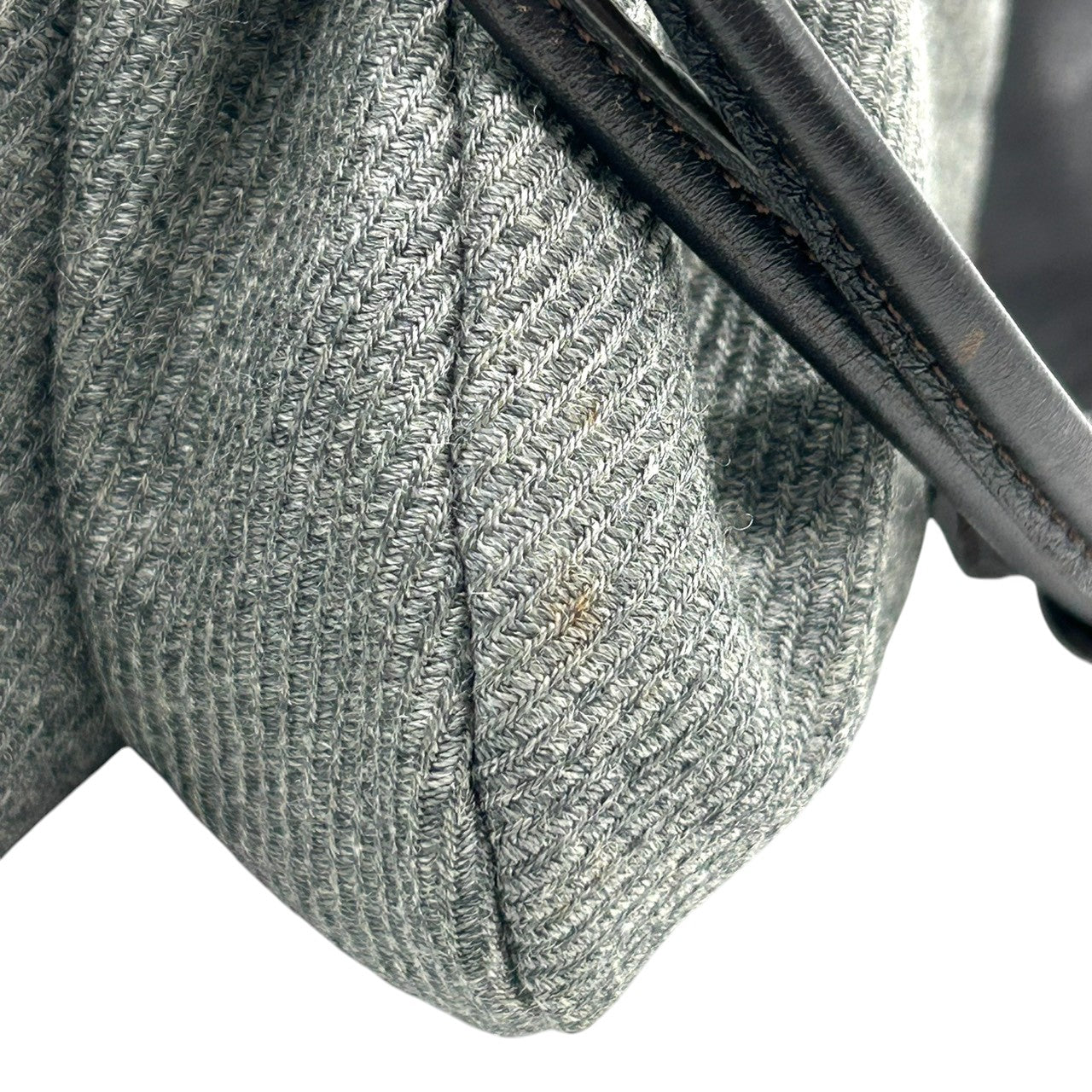 美品 エンポリオアルマーニ EMPORIO ARMANI ショルダーバッグ ハンドバッグ デニム キャンバス レザー 本革 グレー ダークブラウン ロゴチャーム イーグル ギャザー イタリア製 レディース 肩掛け 鞄 カバン カジュアル s88