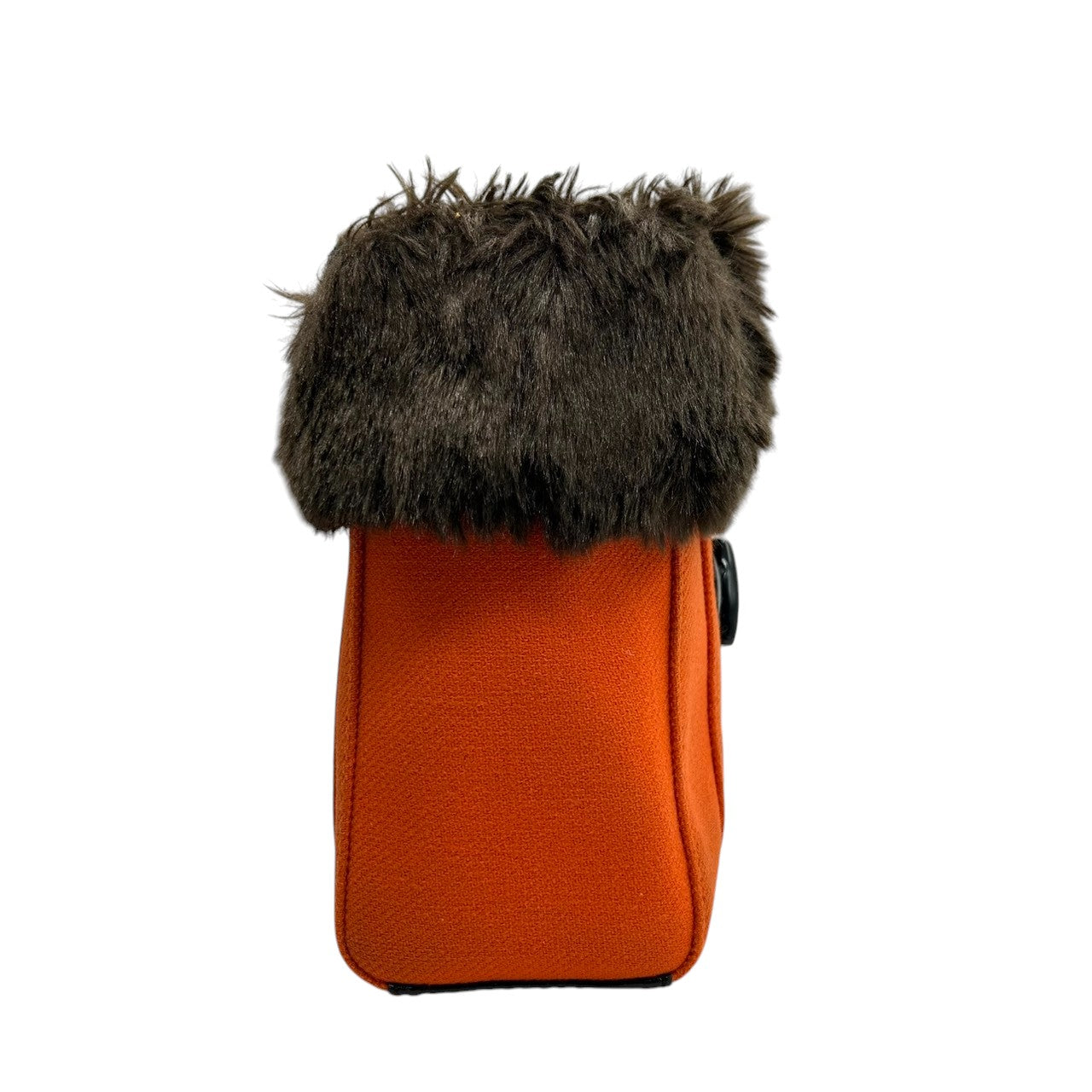 美品 ケイトスペード kate spade ハンドバッグ トートバッグ ダッフルコート風 トグルボタン ファー キャンバス オレンジ ブラウン 茶色 自立可 レディース 秋冬 お出かけ デート カジュアル 個性的 保存袋付 s78