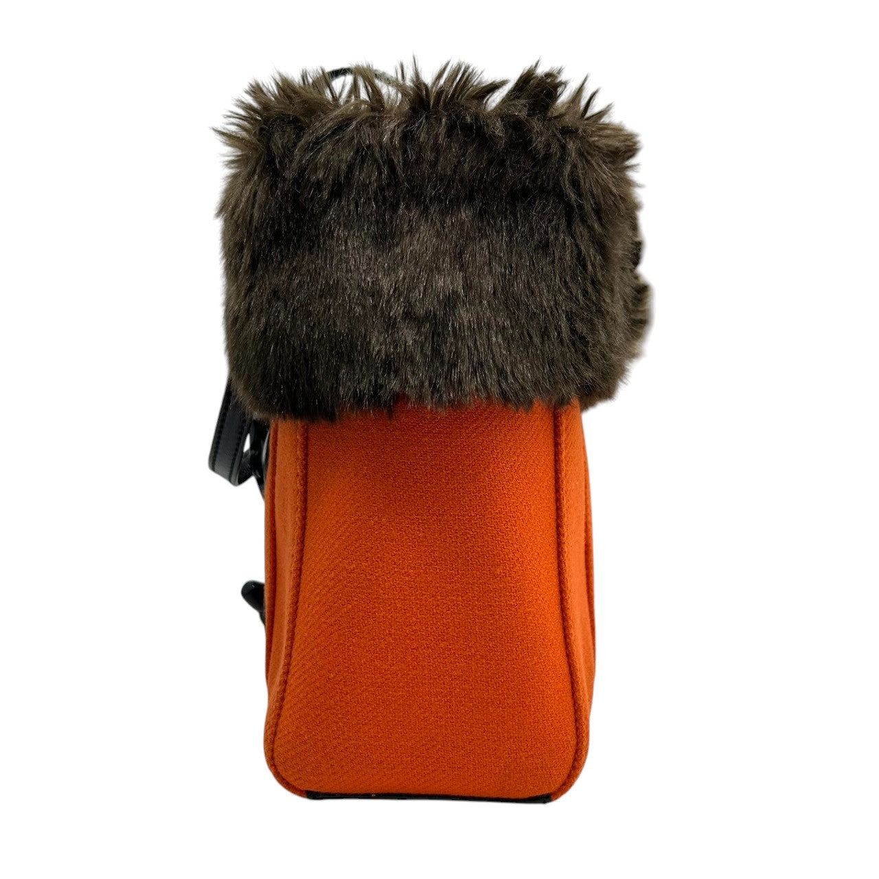 美品 ケイトスペード kate spade ハンドバッグ トートバッグ ダッフルコート風 トグルボタン ファー キャンバス オレンジ ブラウン 茶色 自立可 レディース 秋冬 お出かけ デート カジュアル 個性的 保存袋付 s78