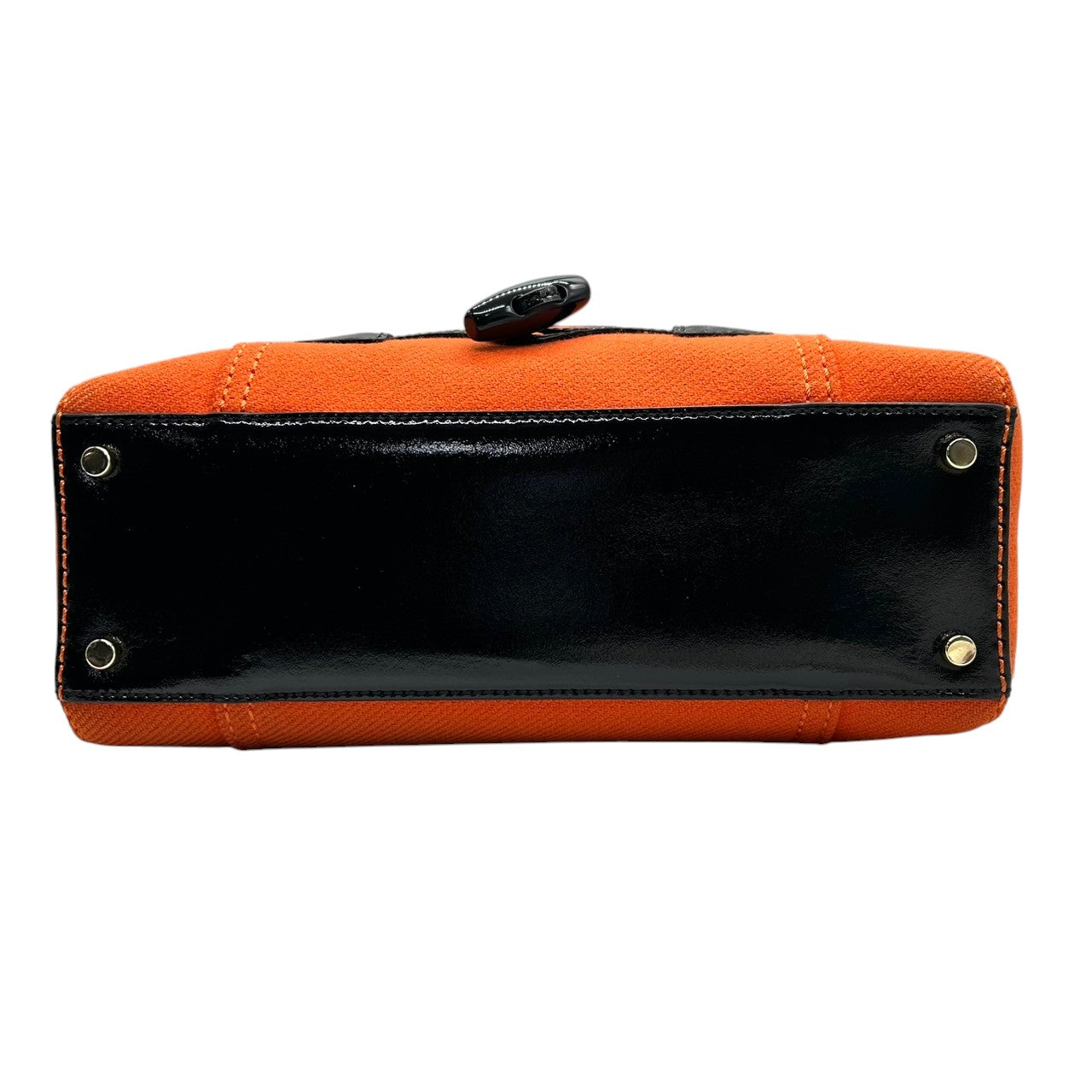 美品 ケイトスペード kate spade ハンドバッグ トートバッグ ダッフルコート風 トグルボタン ファー キャンバス オレンジ ブラウン 茶色 自立可 レディース 秋冬 お出かけ デート カジュアル 個性的 保存袋付 s78