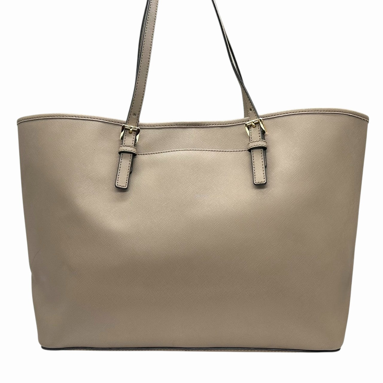 美品 マイケルコース MICHAEL KORS トートバッグ ショルダーバッグ ジェットセット トラベル A4収納可 自立可 ワンショルダー 大容量 PVC レザー ベージュ グレージュ ゴールド金具 ロゴプレート レディース 通勤 通学 鞄 カバン s87