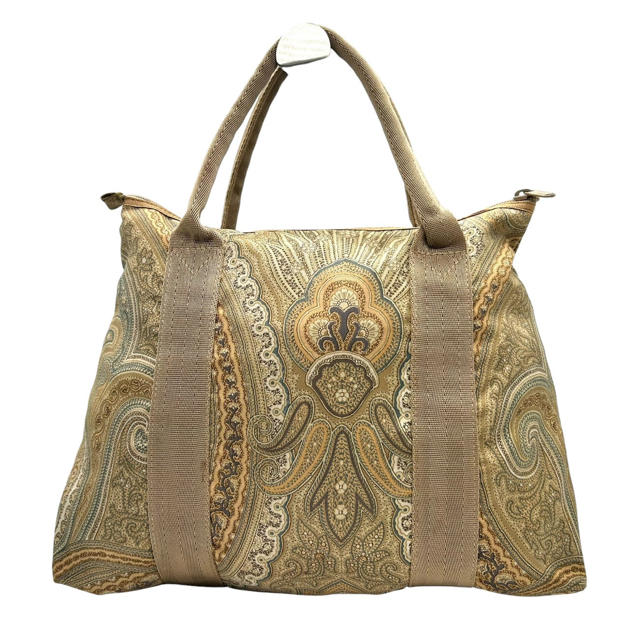 美品 エトロ ETRO トートバッグ ハンドバッグ ペイズリー柄 総柄 ナイロン ベージュ ブラウン マルチカラー ロゴパッチ Profumi レディース ビンテージ クラシック レトロ カジュアル エレガント 手提げ サブバッグ 和装 鞄 カバン s94