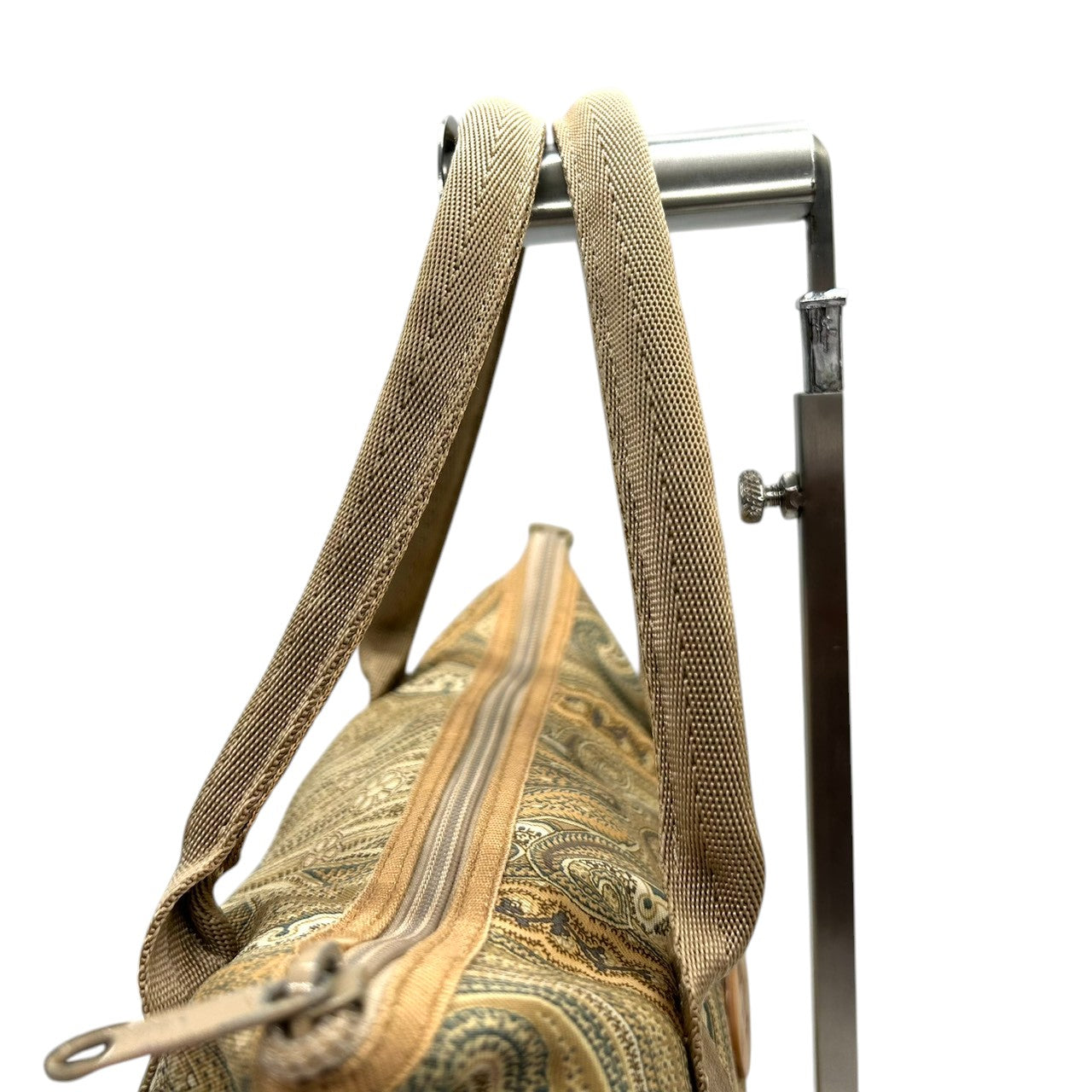 美品 エトロ ETRO トートバッグ ハンドバッグ ペイズリー柄 総柄 ナイロン ベージュ ブラウン マルチカラー ロゴパッチ Profumi レディース ビンテージ クラシック レトロ カジュアル エレガント 手提げ サブバッグ 和装 鞄 カバン s94