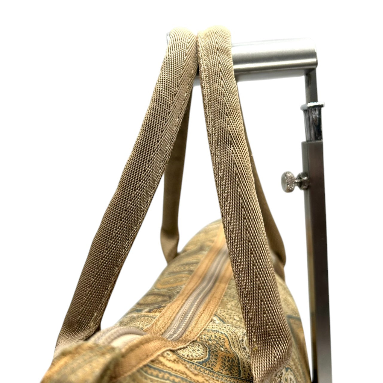 美品 エトロ ETRO トートバッグ ハンドバッグ ペイズリー柄 総柄 ナイロン ベージュ ブラウン マルチカラー ロゴパッチ Profumi レディース ビンテージ クラシック レトロ カジュアル エレガント 手提げ サブバッグ 和装 鞄 カバン s94