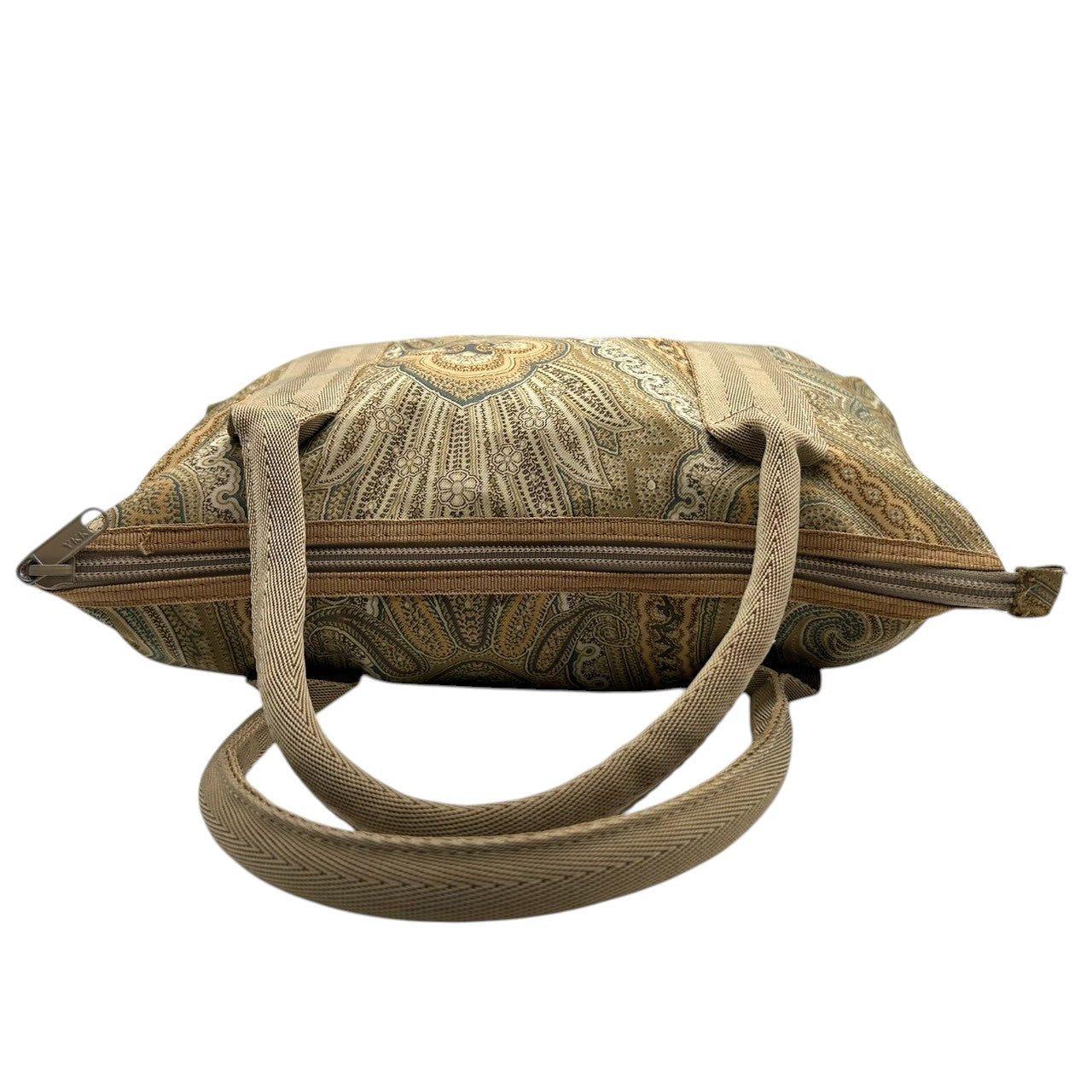 美品 エトロ ETRO トートバッグ ハンドバッグ ペイズリー柄 総柄 ナイロン ベージュ ブラウン マルチカラー ロゴパッチ Profumi レディース ビンテージ クラシック レトロ カジュアル エレガント 手提げ サブバッグ 和装 鞄 カバン s94