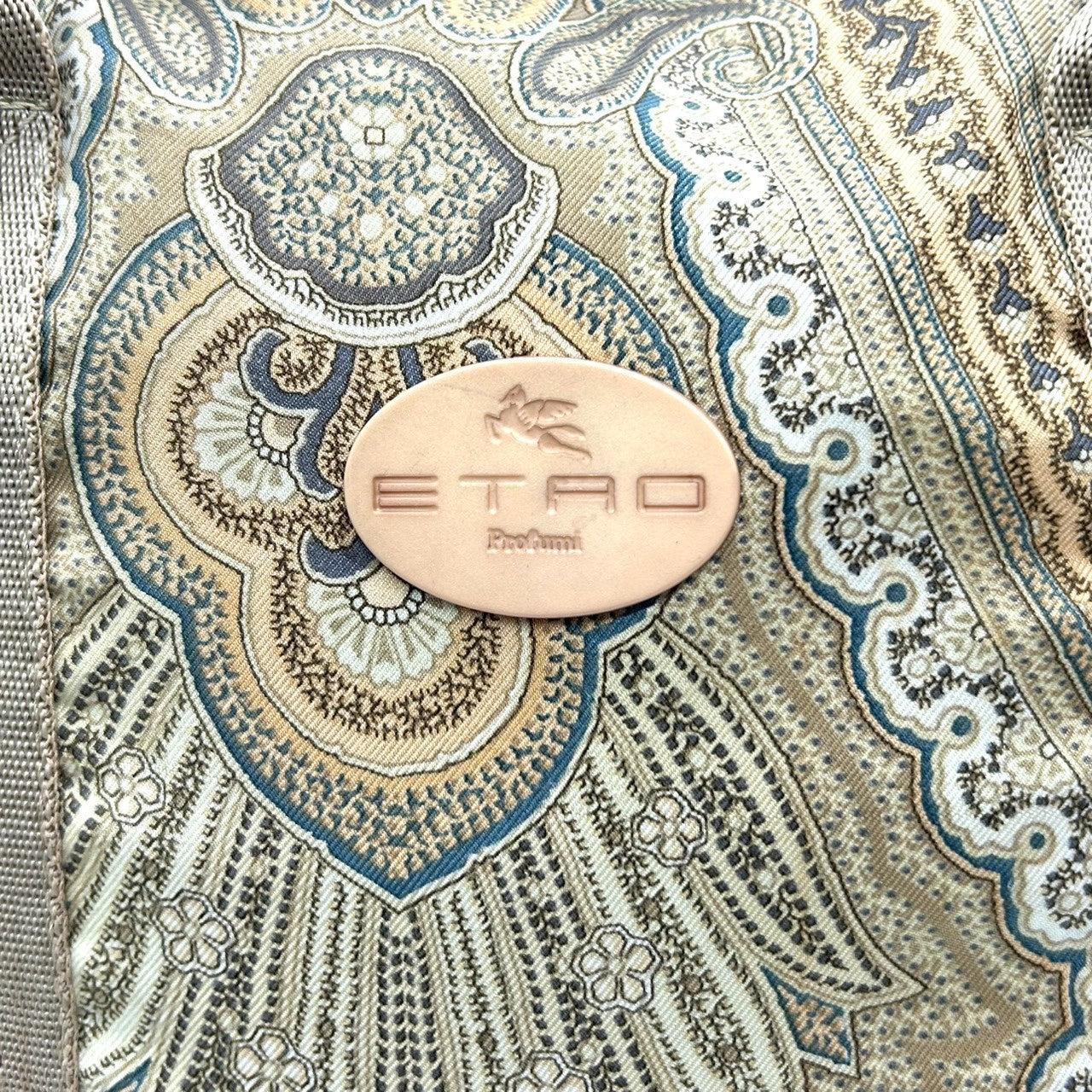 美品 エトロ ETRO トートバッグ ハンドバッグ ペイズリー柄 総柄 ナイロン ベージュ ブラウン マルチカラー ロゴパッチ Profumi レディース ビンテージ クラシック レトロ カジュアル エレガント 手提げ サブバッグ 和装 鞄 カバン s94