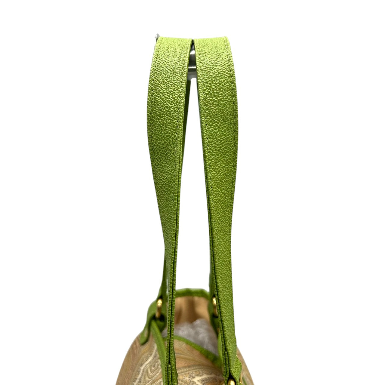 美品 エトロ ETRO ハンドバッグ トートバッグ ペイズリー柄 総柄 ナイロン レザー 本革 グリーン 黄緑 バイカラー ワンショルダー 肩掛け 軽量 Profumi プロフーミ レディース ビンテージ クラシック レトロ カジュアル 鞄 カバン s94