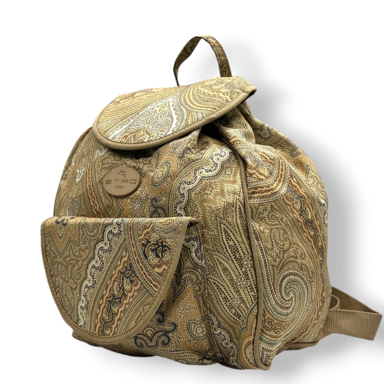 未使用級 美品 エトロ ETRO トートバッグ ハンドバッグ ペイズリー Profumi ナイロン レザー 本革 軽量 イタリア製 グリーン 黄緑 マルチカラー レディース カバン 鞄 ビンテージ クラシック レトロ エレガント 自立可 s94